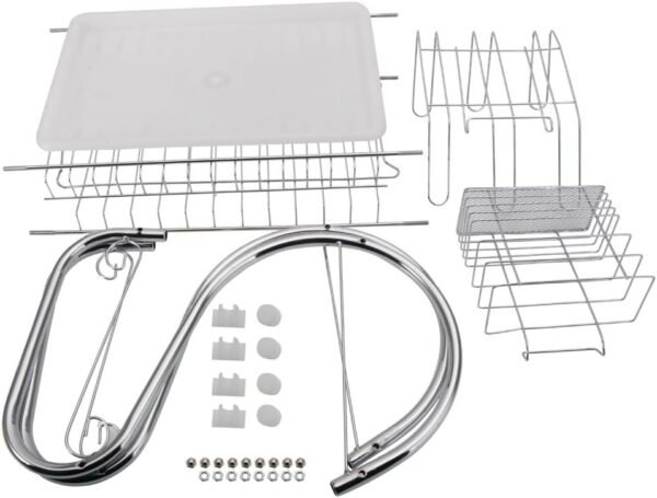 61lIUawgl7L._AC_SL1000.jpg STAINLESS STEEL RECTANGLE DISH DRAINER RACK / BASKET WITH DRIP TRAY