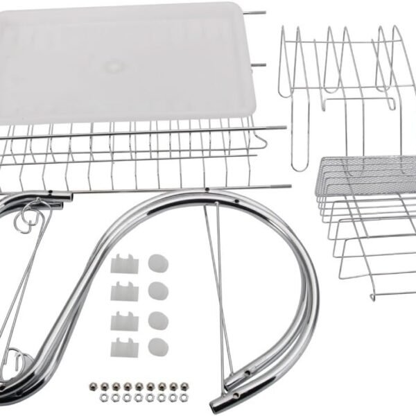 61lIUawgl7L._AC_SL1000.jpg STAINLESS STEEL RECTANGLE DISH DRAINER RACK / BASKET WITH DRIP TRAY