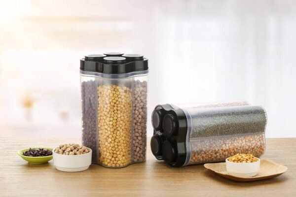 61pfi_NGBcL._SL1280.jpg Plastic Lock Food Storage 4 Section Container Jar for Grocery, Fridge Container.