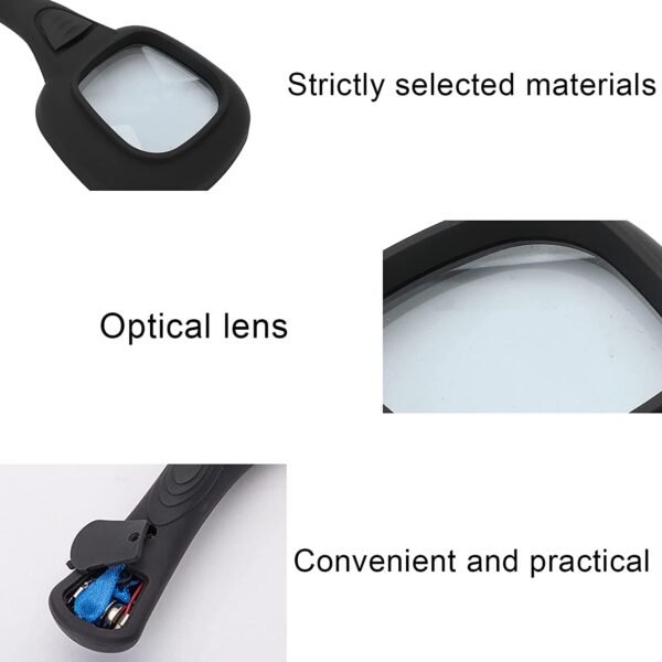 Handheld LED Magnifying Glass – 6 Lighted Magnifier for Reading & Inspection