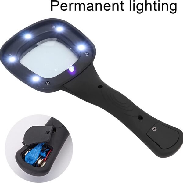 Handheld LED Magnifying Glass – 6 Lighted Magnifier for Reading & Inspection