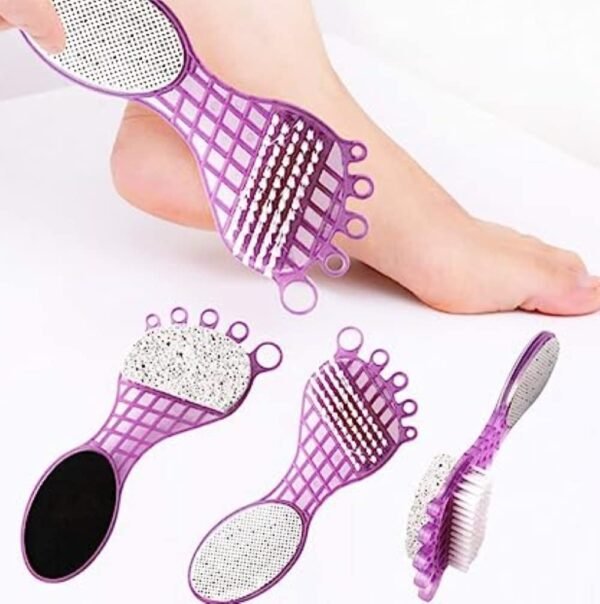 4 in 1 Pedicure Tool – Pumice, Brush, Scrubber & File for Soft Feet