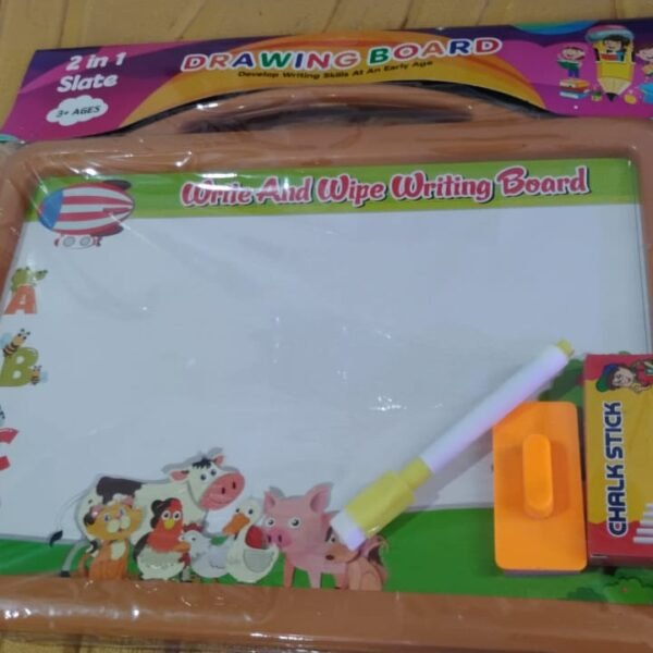 2-in-1 Double-Sided Write and Wipe Educational Drawing Board for Kids (1 Set)