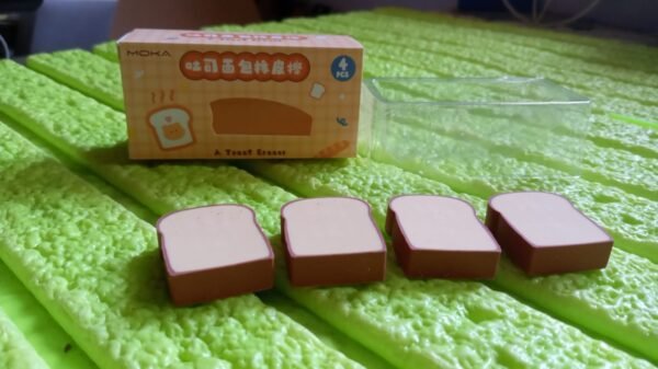 62ec2d91-6250-4c52-ab0e-dce953c2b00d.jpg 3D Toast Bread Shape Eraser for Kids, Cartoons Erasers Toast Bread Erasers Bread Shaped Eraser for Students, Gift, Cute Fun Food Erasers for School Classroom, Stationery for Boys & Girls (4 Pcs Set)