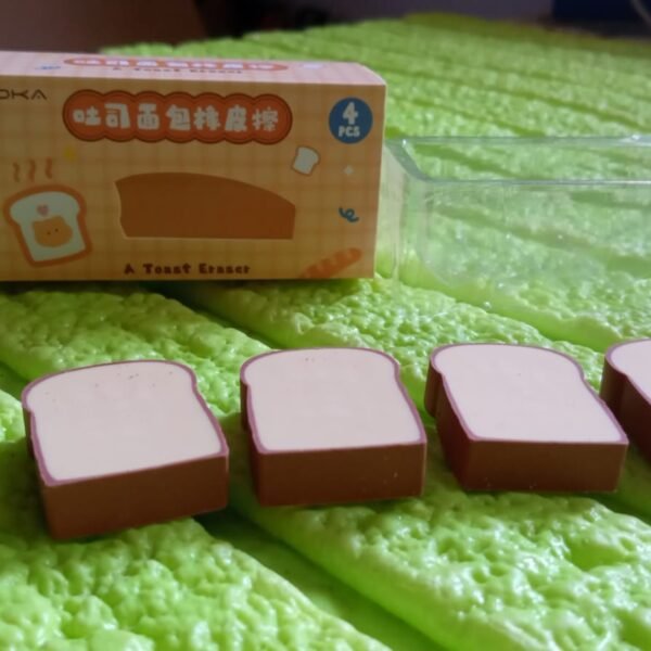62ec2d91-6250-4c52-ab0e-dce953c2b00d.jpg 3D Toast Bread Shape Eraser for Kids, Cartoons Erasers Toast Bread Erasers Bread Shaped Eraser for Students, Gift, Cute Fun Food Erasers for School Classroom, Stationery for Boys & Girls (4 Pcs Set)