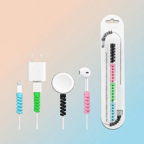 6312459f-6695-4c00-9bd1-7e440543f941.jpg Spiral Charger Spring Cable Protector Data Cable Saver (Pack of 4)