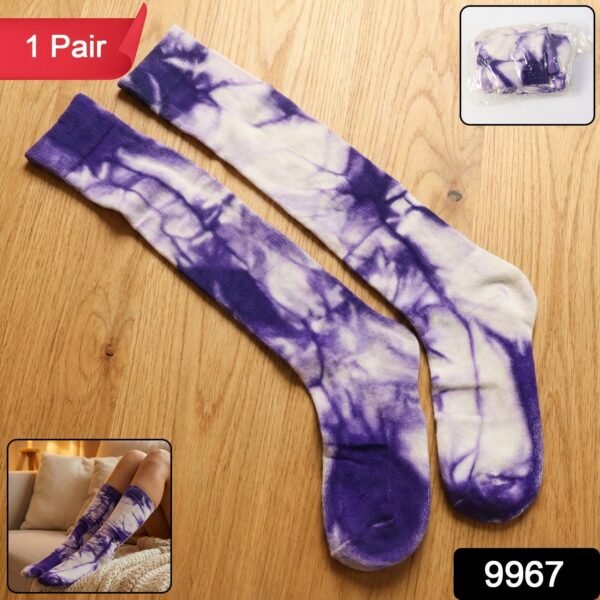 64a26f5d-6a03-4438-88fc-4de0bb34e5ef.jpg Purple & White Tie-Dye Long Socks (1 Pair)