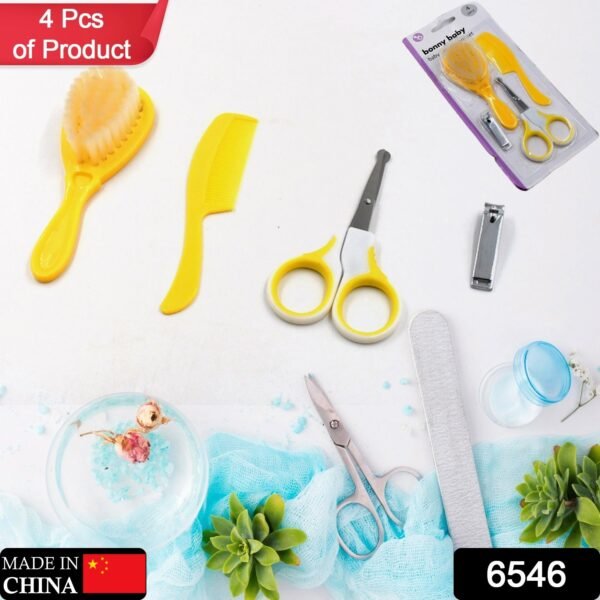 6546.jpg Born Baby Health Care Kit 4 in 1 Nail Clipper Brush Comb Scissors (4 Pcs Set)