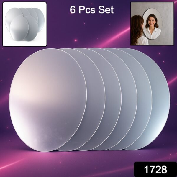 Elegant Oval Frameless Wall Mirror for Home & Office Decor (6 Pc)