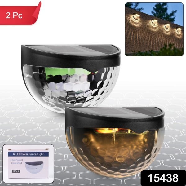 6564318e-0a17-4c60-b40d-f0e9d864cda8_d0f82199-7f4e-4164-bda2-b4650453300d.jpg 6 LED Solar Powered Wall Mount Fence Light with Honeycomb Shade Design (2 Pc Set)