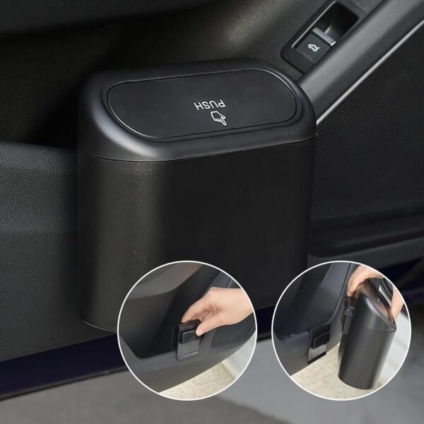 656565989.jpg Plastic Mini Car Trash Can / Bin with Lid (1 Pc / With Brown Box)