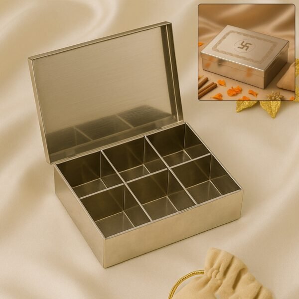 65_a468bf3e-3ef5-4e2d-8171-fa71031a668a.jpg Multipurpose Stainless Steel Jewelry Storage Organizer Box 6 Compartments (1 Pc)