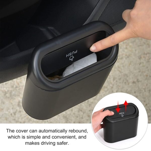 6665.jpg Plastic Mini Car Trash Can / Bin with Lid (1 Pc / With Brown Box)