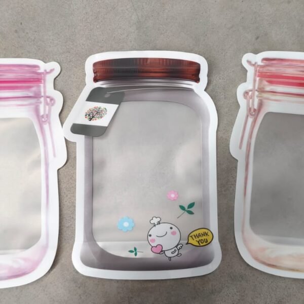 66d732de-3146-478e-8fdc-0bcb0947e784.jpg Plastic Transparent Medium Jar Shaped Pouch With Zipper (1 Pc)