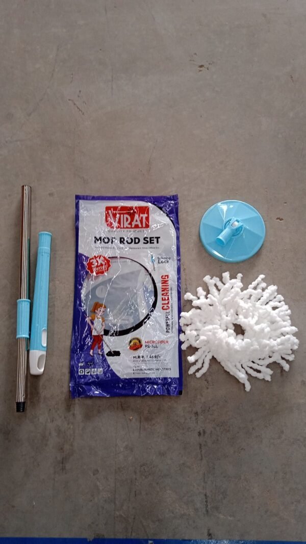 6727740b-e1a8-465c-a3d4-29f77411ed27.jpg Stainless Steel 360° Rotating Mop with Microfiber Head & Adjustable Rod