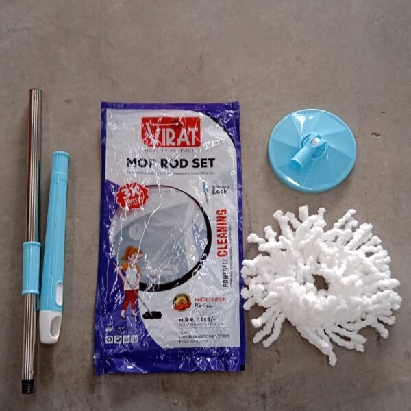 6727740b-e1a8-465c-a3d4-29f77411ed27.jpg Stainless Steel 360° Rotating Mop with Microfiber Head & Adjustable Rod