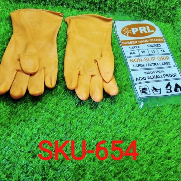 Cut Glove Reusable Rubber Hand Gloves (Orange) - 1 pc