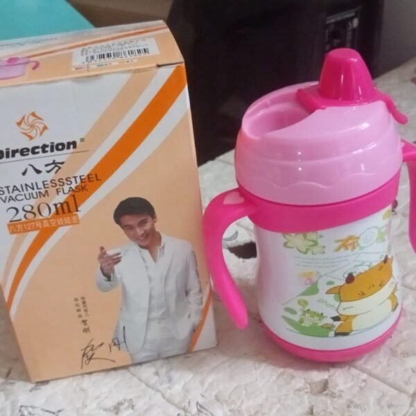 Vacuum Stainless Steel Water Bottle With Carry Handle & Straw Fridge Water Bottle Double Wall, Leak Proof, Rust Proof, Cold & Hot | Leak Proof | Office Bottle | Gym | Home | Kitchen | Hiking | Trekking | Travel Bottle, Tumbler (280 ML)