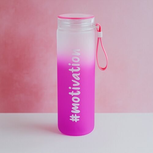 Motivational Glass Water Bottle Colorful portable Water Glass Bottle (350 ML)