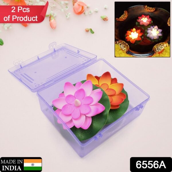 Smokeless LED Lotus Candles, Diwali (2 Pc): Indoor/Outdoor Décor