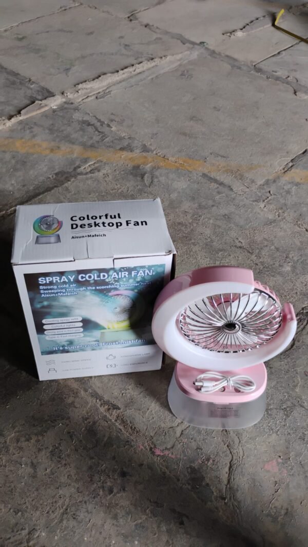 Desktop Fan - Camping Fan LED Light, Humidifying Fan (1 Pc / Plug & Play Fan)
