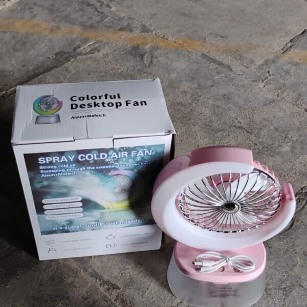 Desktop Fan - Camping Fan LED Light, Humidifying Fan (1 Pc / Plug & Play Fan)