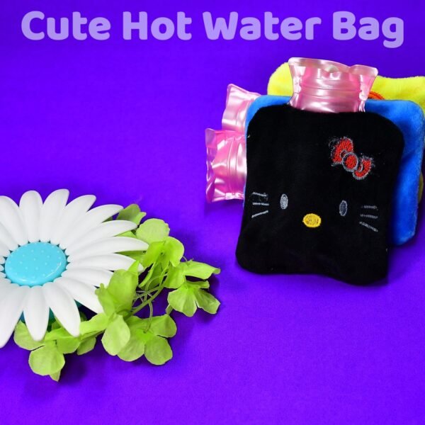 Black Small Hot Water Bag with Cover – Pain Relief & Warmer