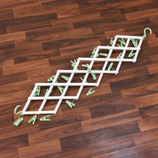 Adjustable Clothes Hanger with 29 Clips – Windproof Dryer Rack