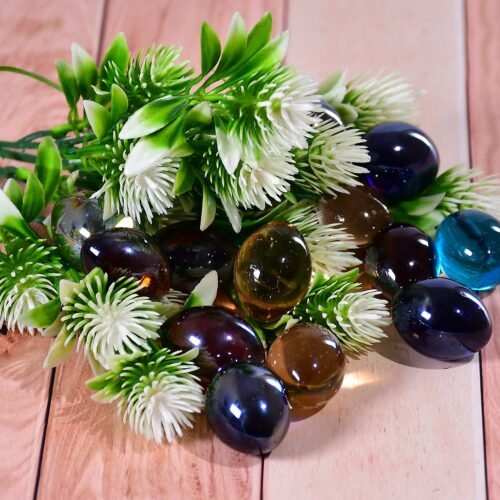 Glass Gem Stone, Flat Round Marbles Pebbles for Vase Fillers, Attractive pebbles for Aquarium Fish Tank.