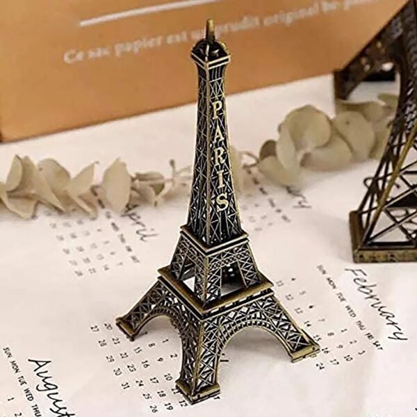Antique 3D Eiffel Tower Statue - Metal Paris Landmark Decorative Showpiece