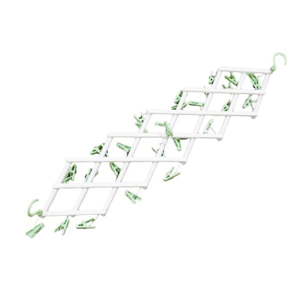 Adjustable Clothes Hanger with 29 Clips – Windproof Dryer Rack