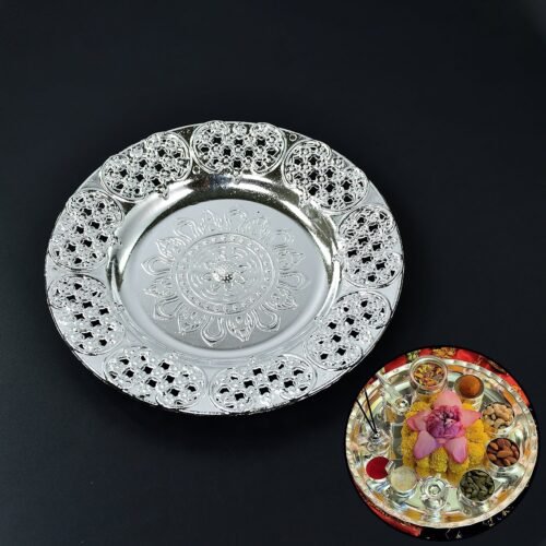 Beautiful 8-Inch Plastic Pooja Thali Set for Daily Use & Special Occasions
