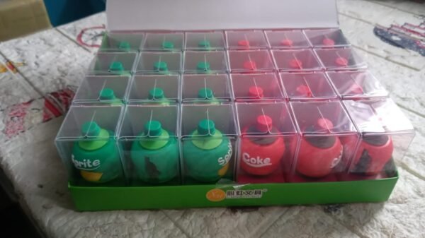 2-in-1 3D Cold Drink Bottle Shape Rubber Pencil Sharpener and Eraser Set(24 Pcs Set )