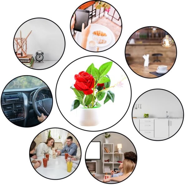 Artificial Rose Flower Plant With Pot, For Home Office Or Gift