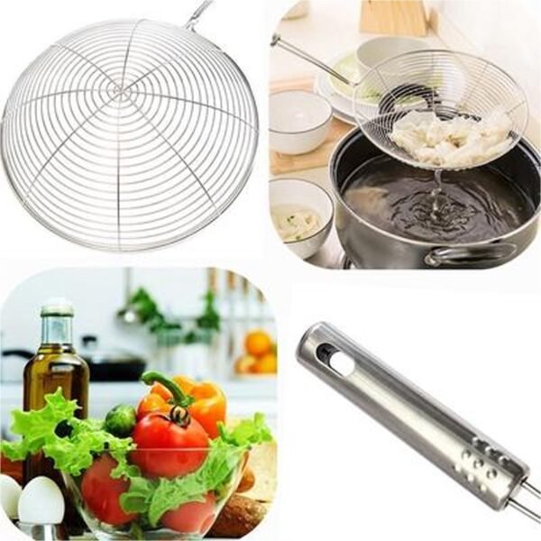 Large Oil Strainer Get Fried Food Stuffs Easily Without Any Problem And Damage