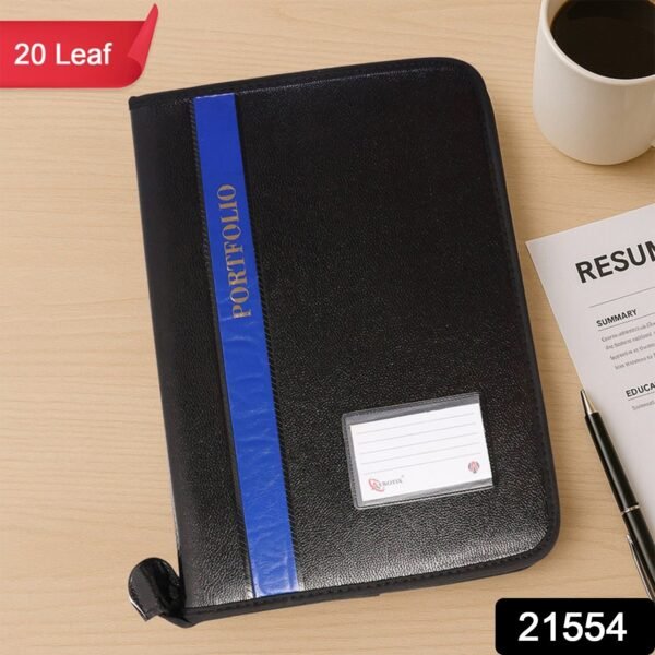 Aerotix A4 Portfolio File Zipper – 20 Leaf Professional Document Organizer Folder