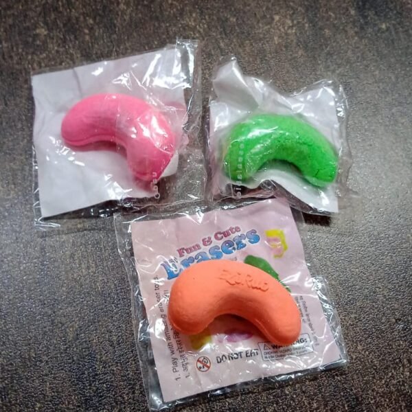 Cashew Nut Eraser Rubber Erasers (1 Pc / Mix Colour & Design)