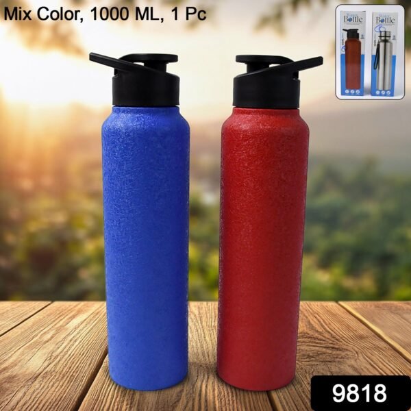 6d0e30fd-3e25-40f6-8cdf-368fe54cc0a4.jpg Stainless Steel Water Bottle, Fridge Water Bottle (1000ML / Mix Colour / 1 Pc)