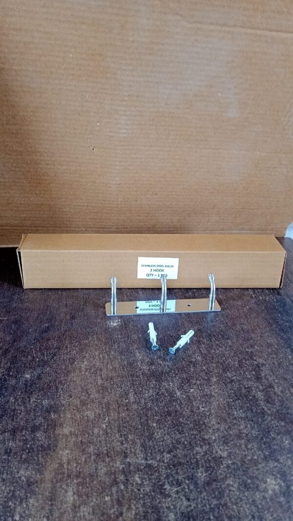 6d3da116-1888-408c-87a5-a06cab35599a.jpg Stainless Steel Wall Mounted Coat 3 Hook Rack (14x3 / 1 Pc)