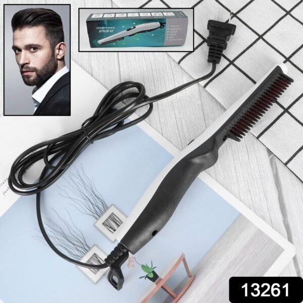 6e0f71b4-3fcd-43ab-baf7-c38c5fc12f63.jpg Electric Hair Straightening Comb Portable Straight Beard Comb (1 Pc)