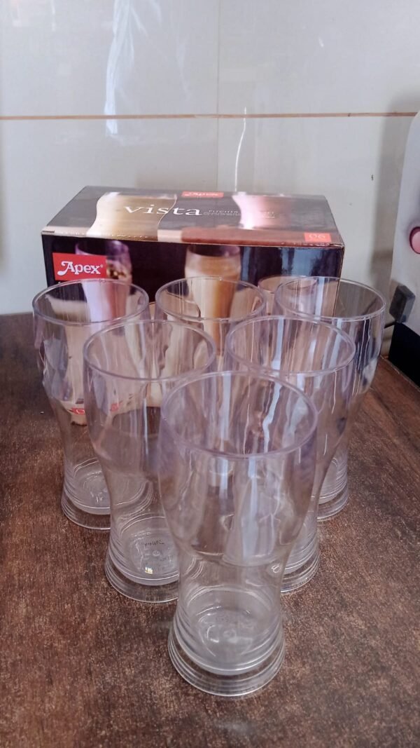 Apex Vista Unbreakable Pitcher Glass Set – 350 ML (Approx) | 6-Piece