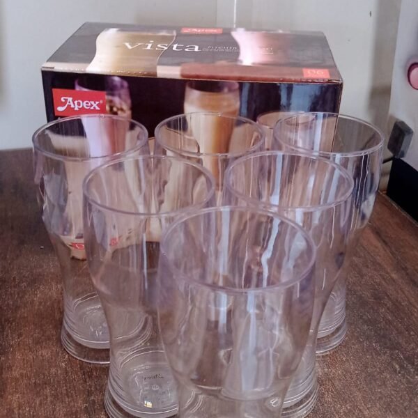 Apex Vista Unbreakable Pitcher Glass Set – 350 ML (Approx) | 6-Piece