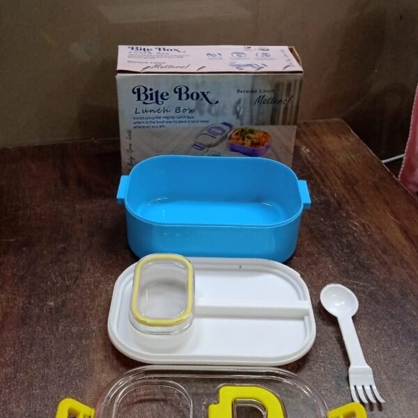Durable Plastic Lunch box for Kids With 2 in 1 Spoon, Fork (1 Pc)