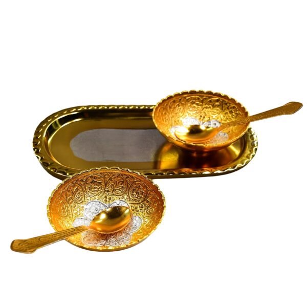 6image_1f80990e-c454-494a-a810-783155aaf24e.jpg Gold Silver Plated 2 Bowl 2 Spoon Tray Set