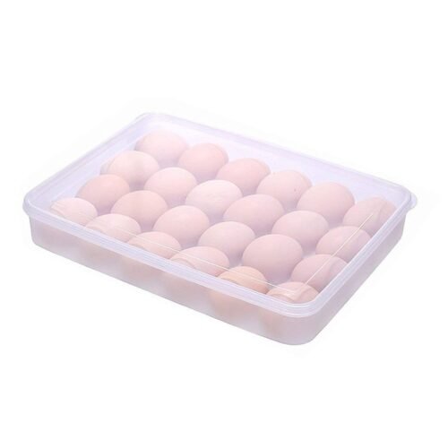 24 Grids Plastic Egg Box Container Holder Tray Fridge with Lid for 2 Dozen Egg Tray