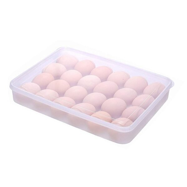 24 Grids Plastic Egg Box Container Holder Tray Fridge with Lid for 2 Dozen Egg Tray