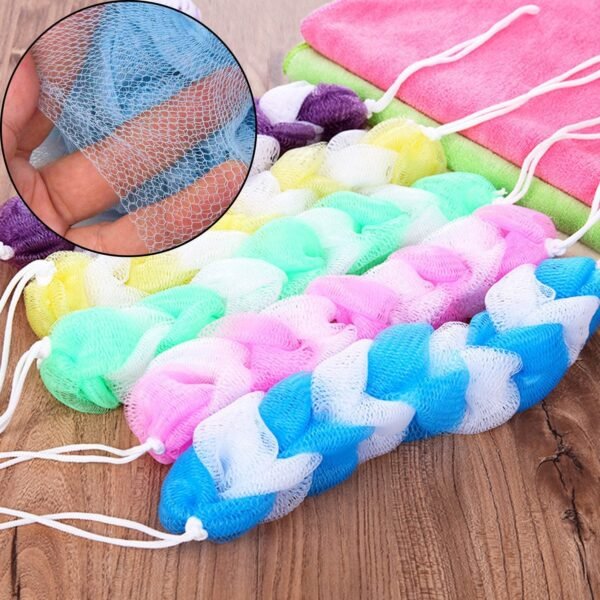 Hanging Bath Shower Long Loofah Sponge Pouf Body Scrubber (pack of 6)
