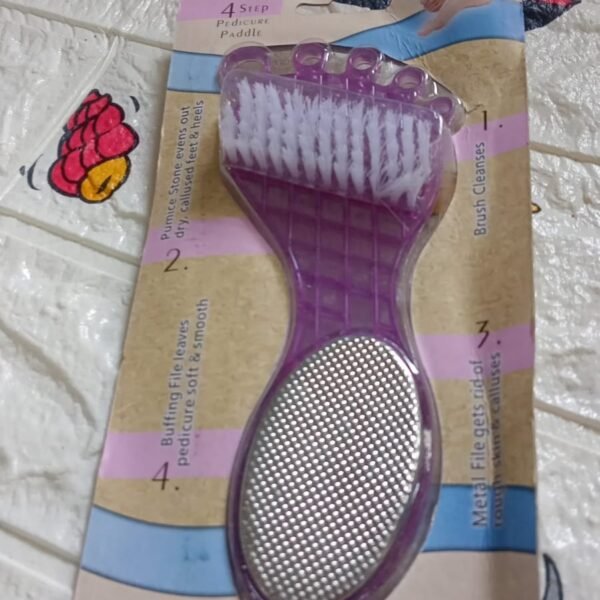 4 in 1 Pedicure Tool – Pumice, Brush, Scrubber & File for Soft Feet