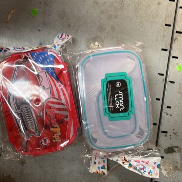 Beautiful Car Design Printed Plastic Lunch Box With Inside Small Box & Spoon for Kids, Air Tight Lunch Tiffin Box for Girls Boys, Food Container, Specially Designed for School Going Boys and Girls