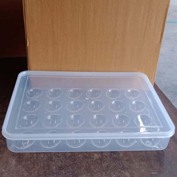 Plastic Egg 24 Grid Storage Container Holder Refrigerator Egg Tray Holds 24 (1 Pc)